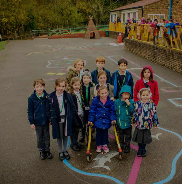 Colourful thermoplastic playground markings installed by Uniplay