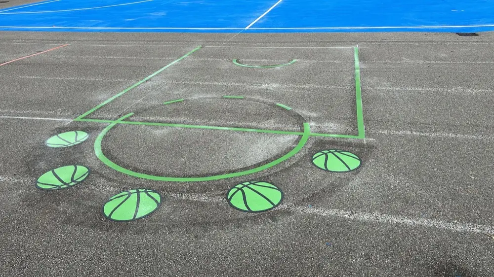 Basketball Court thermoplastic playground marking at a UK school