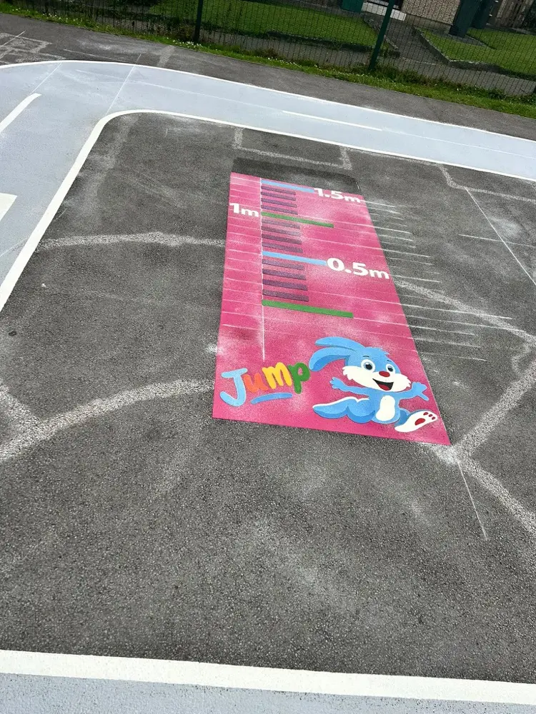 Bunny Long Jump thermoplastic playground marking at a UK school