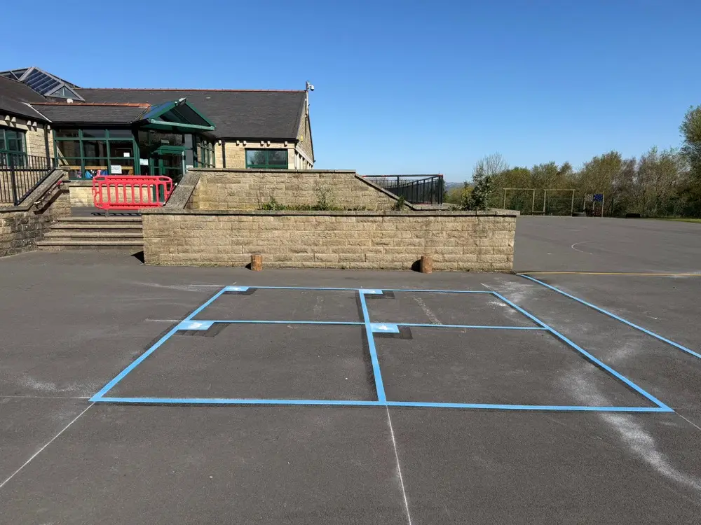 Four Square Game thermoplastic playground marking at a UK school