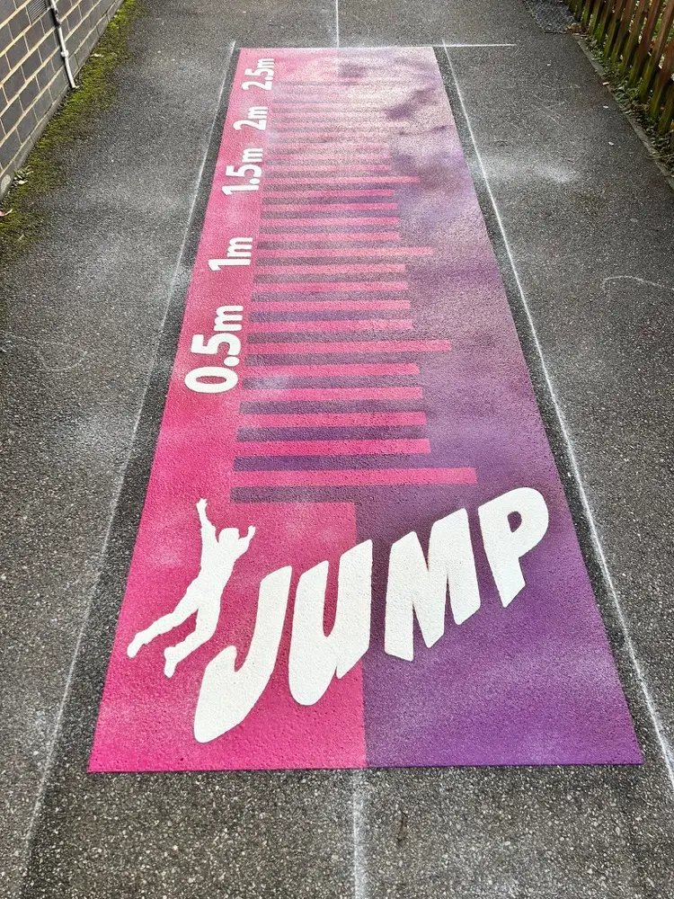 Long Jump thermoplastic playground marking at a UK school