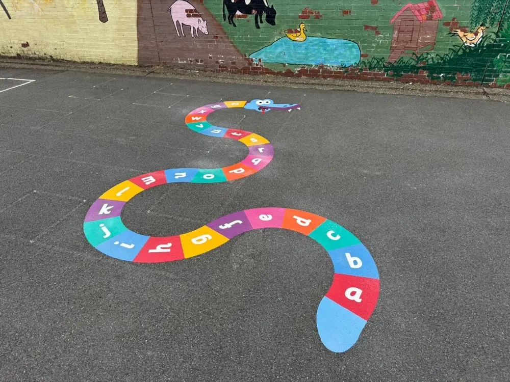 A to Z Snake thermoplastic playground marking at a UK school