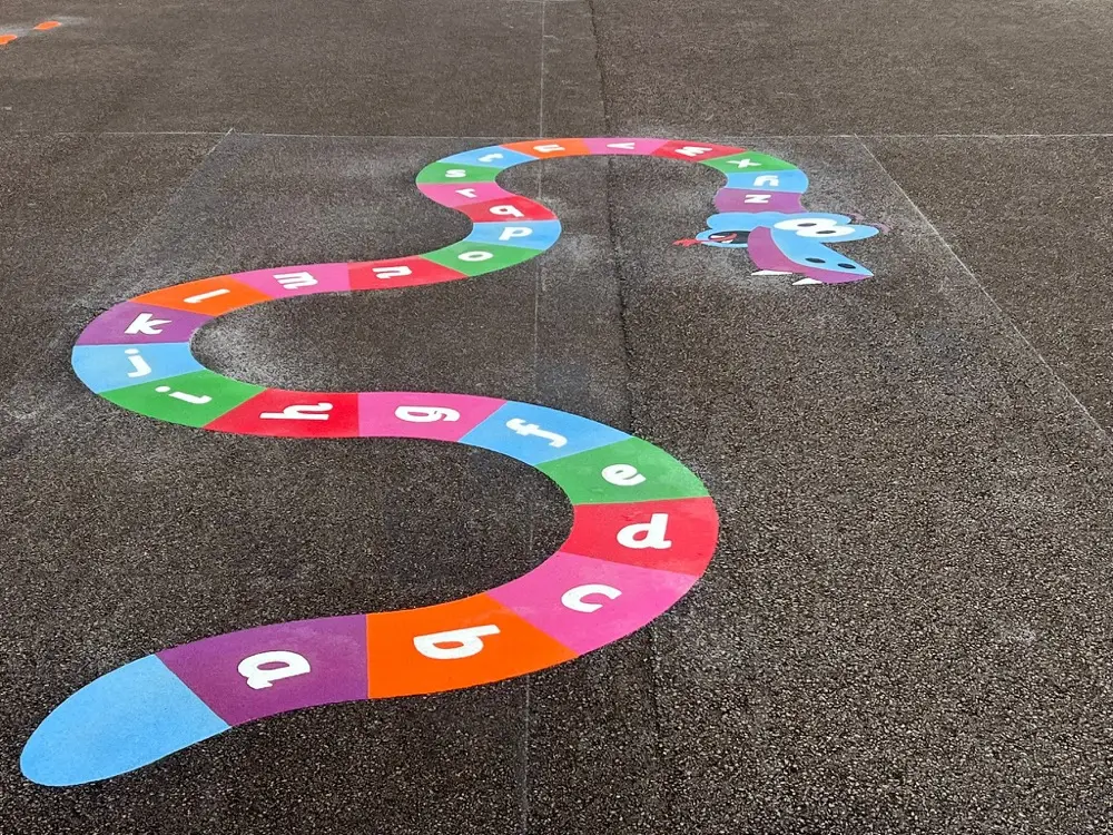 A to Z Snake thermoplastic playground marking at a UK school