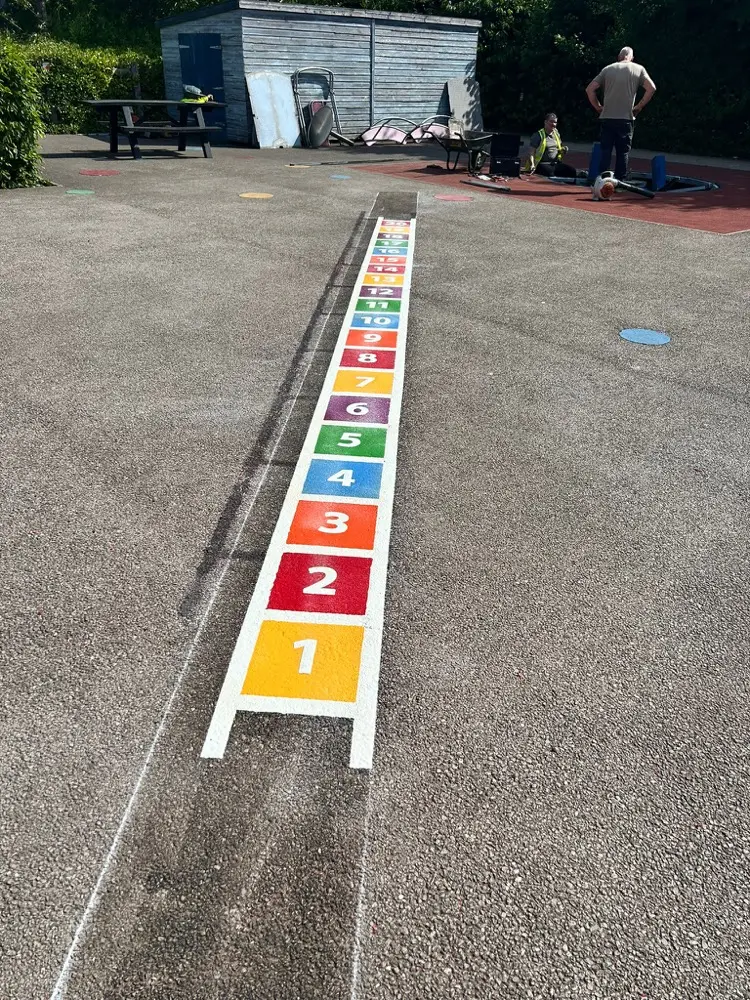 1 to 20 Number Ladder thermoplastic playground marking at a UK school