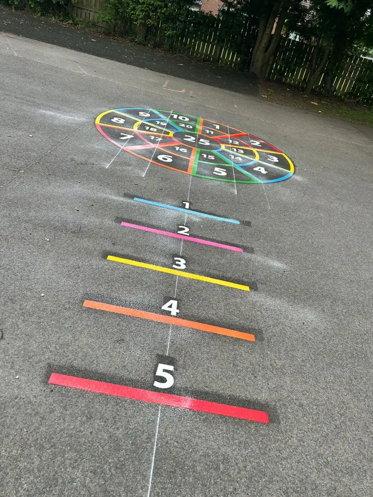 1 to 25 Outline Target thermoplastic playground marking at a UK school