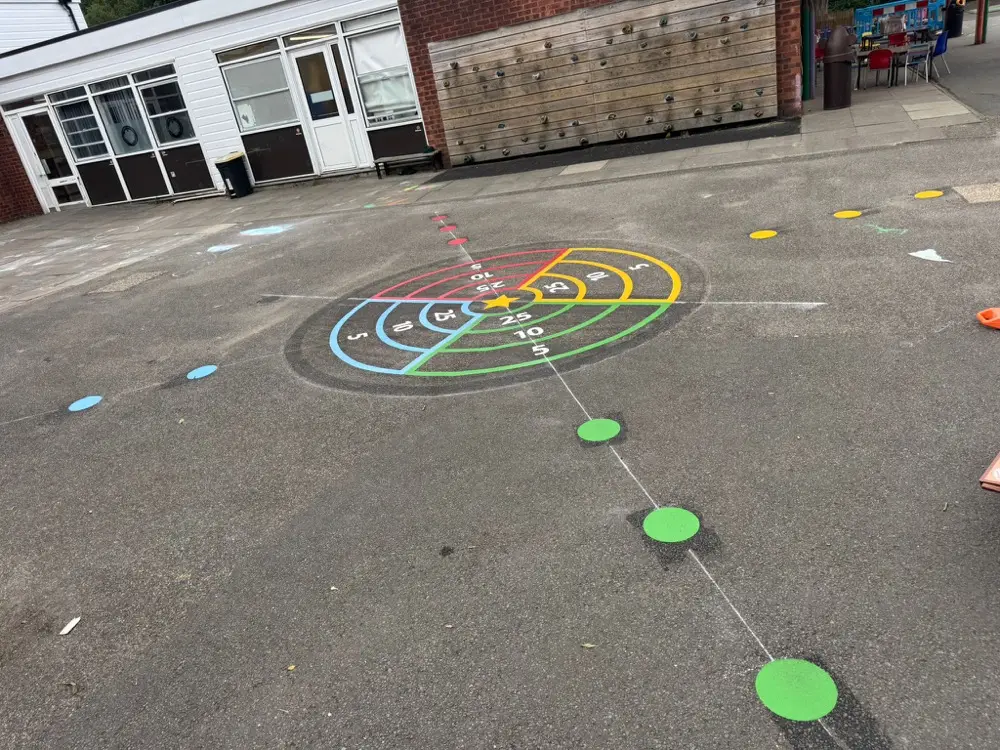4 Way Target thermoplastic playground marking at a UK school
