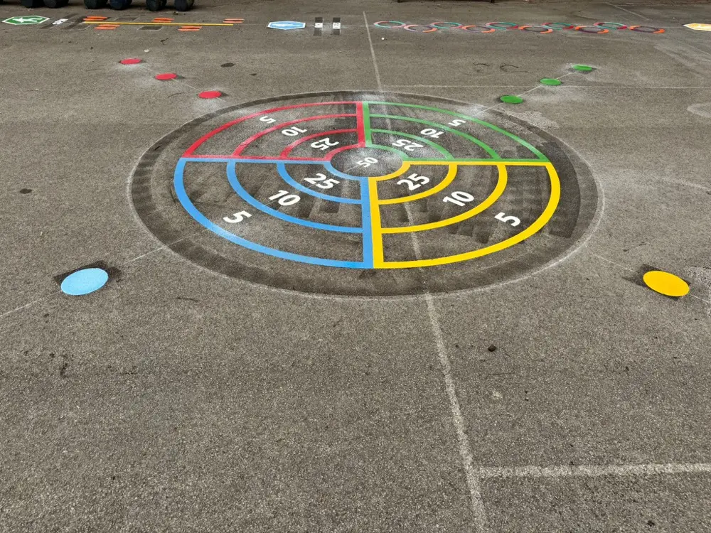 4 Way Target thermoplastic playground marking at a UK school
