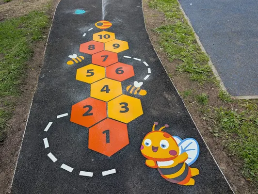 Bee honeycomb hopscotch marking