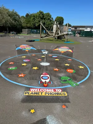 Thermoplastic playground marking installed by Uniplay