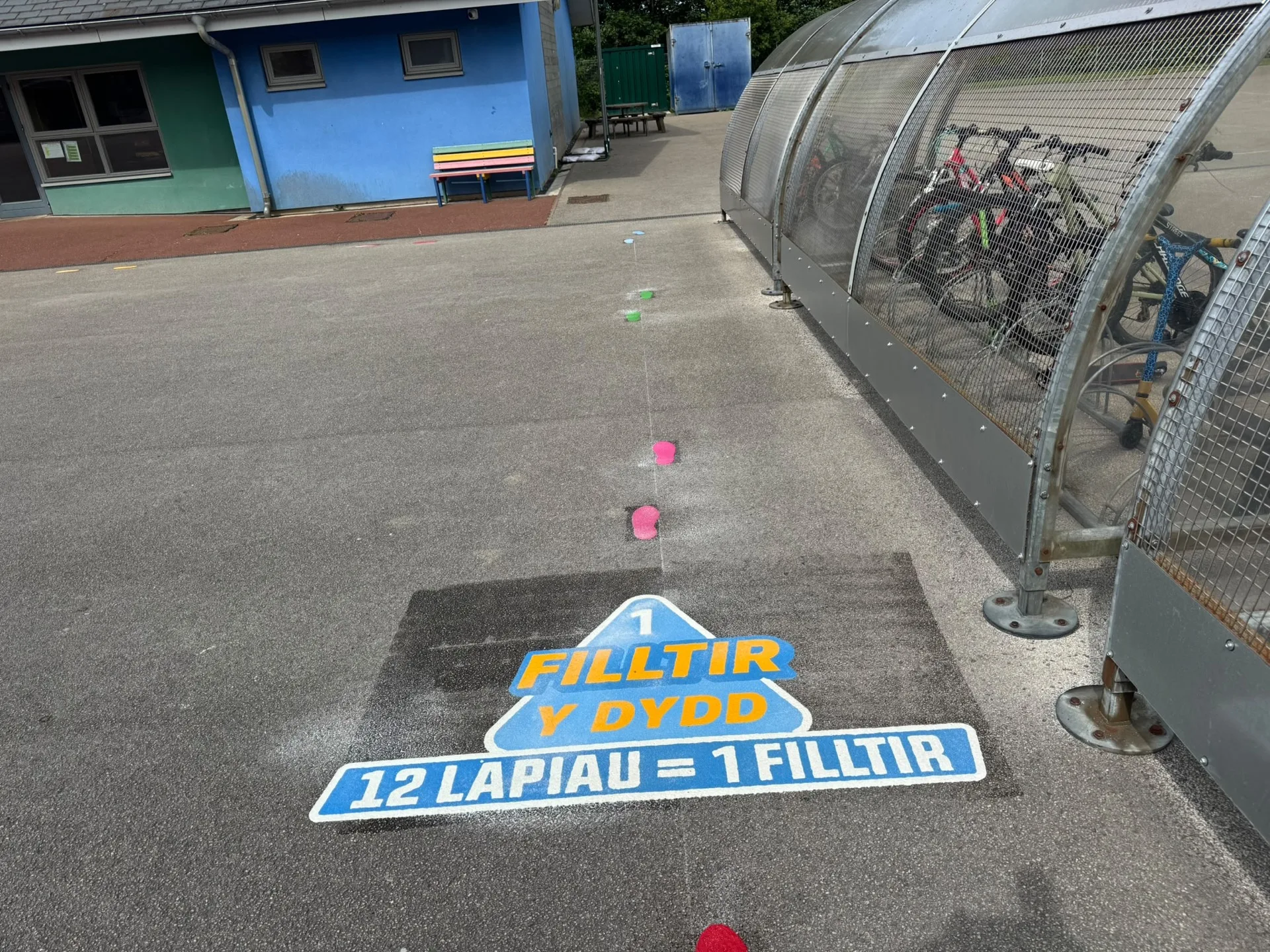 Real daily mile tracks installed on a school playground