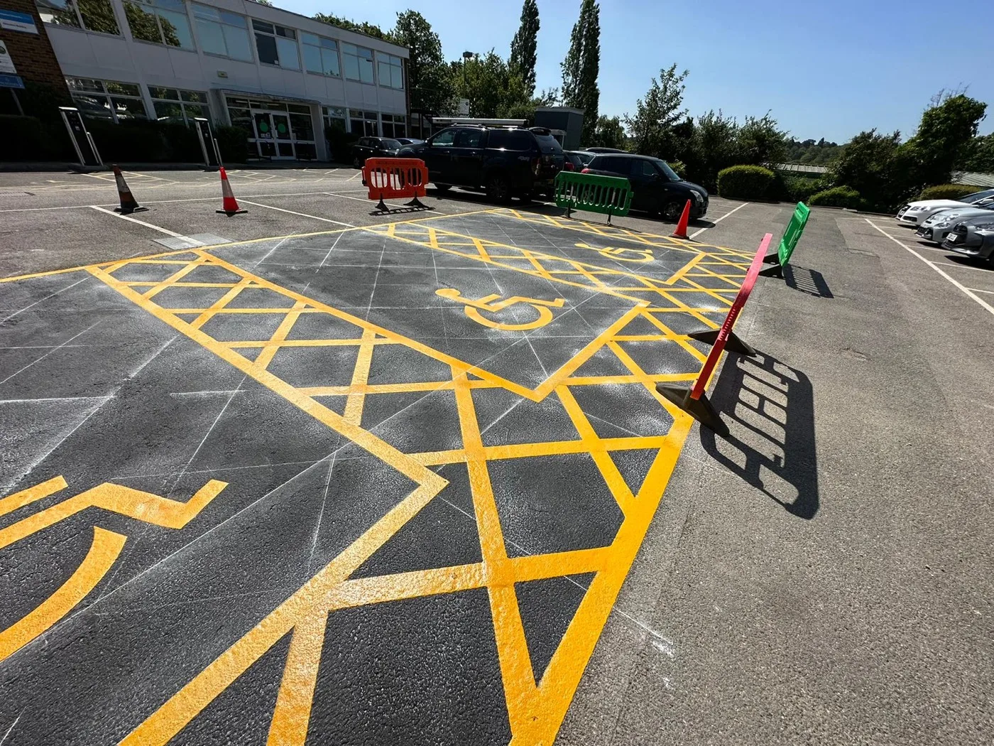 Thermoplastic car park bay markings installed by Uniplay