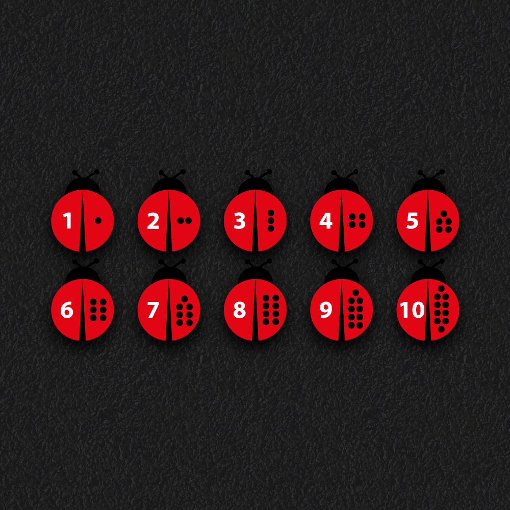 1-10 Ladybirds thermoplastic playground marking