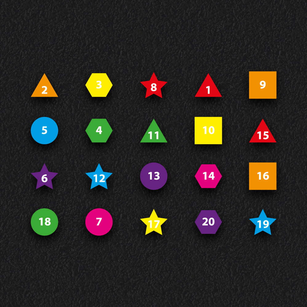Numbered Shapes 1-20 thermoplastic playground marking