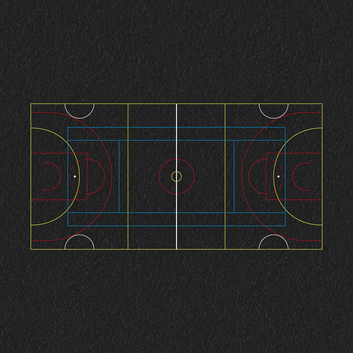 Multi Court: Netball, Basketball, Tennis, Mini Football thermoplastic playground marking
